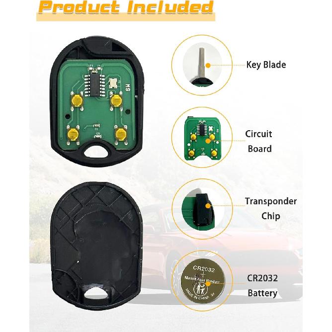 Head Key Fob Replacement Fits for Ford Focus 2012-/ C-Max Escape 2013-/ Transit Connect 2014- Keyless Entry Remote Control OUCD6000022 (Pack of 2)