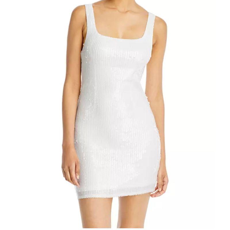 

Foreign Trade Order AQ Home Beautiful Fish Scale Sequins Sling Backless High Sense Guest dresses Birthday Party Tight Short dress White X L