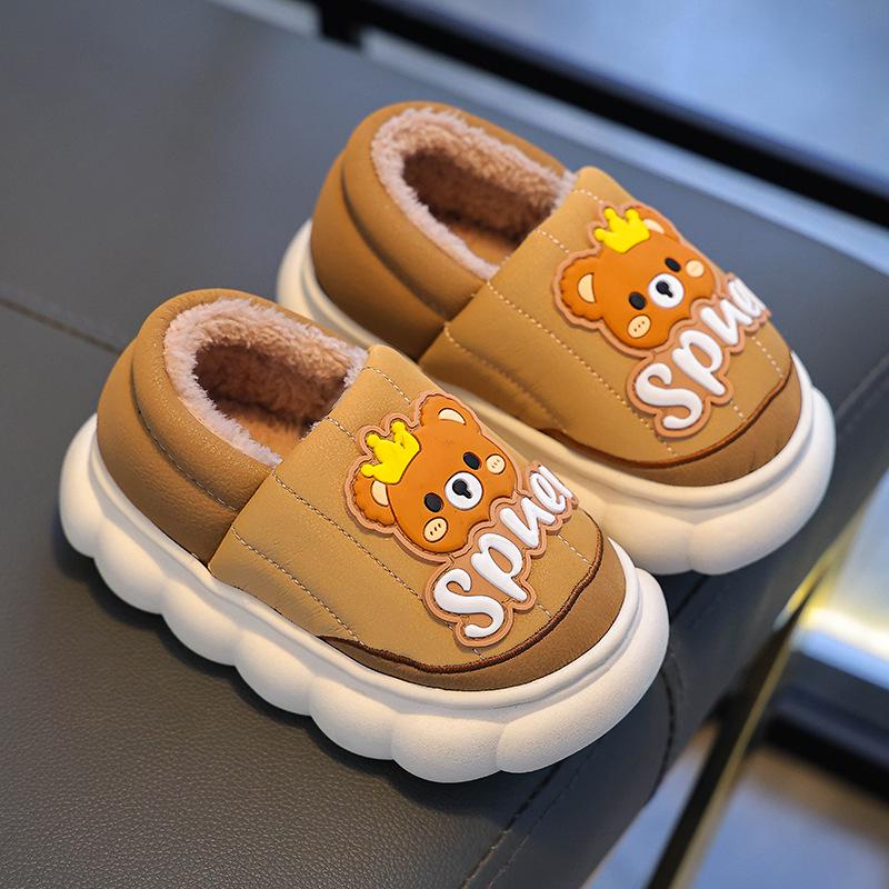 Winter 2024 Waterproof Cotton Slippers for Boys & Girls – Warm Plush Home Shoes