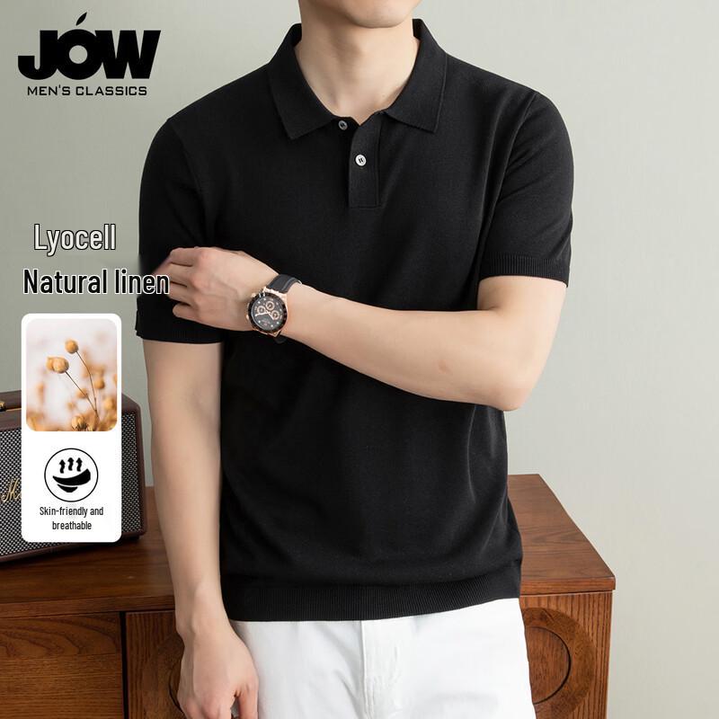 JOW Men s Business Tencel Linen Polo Shirt M