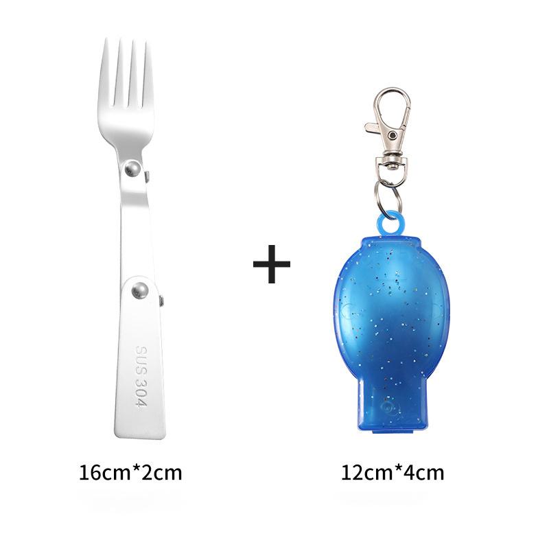 304 Stainless Steel Foldable Spoon Fork Set, Portable Tableware with Storage Case & Keychain