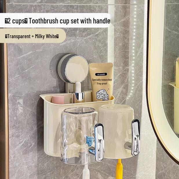 No-Drill Wall-Mounted Toothbrush & Cup Holder