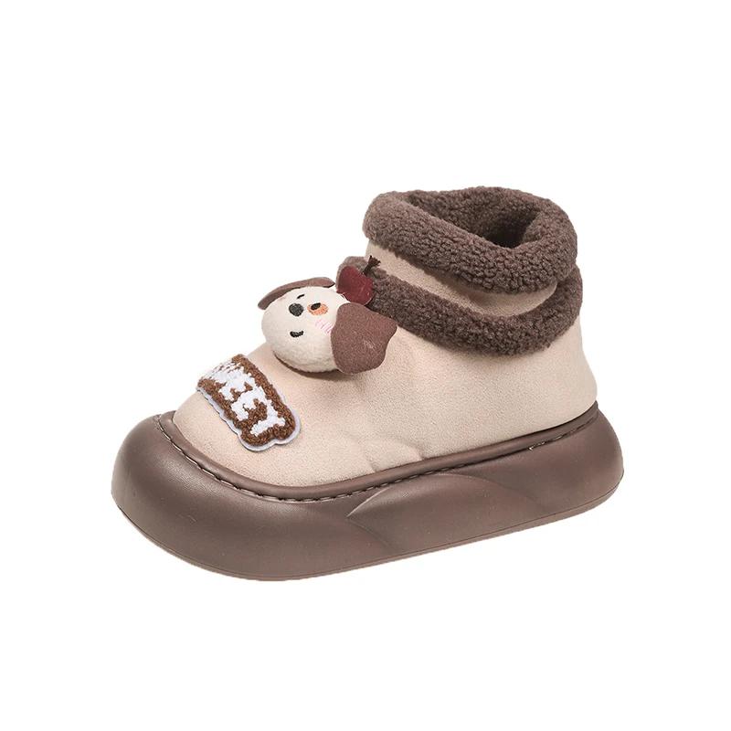 Fashion 2025 Cute Bear New Fashion Fluffy Thick-Soled Shoes Women's Comfortable and Warm Cotton Shoes Women's Non-Slip Indoor Slippers