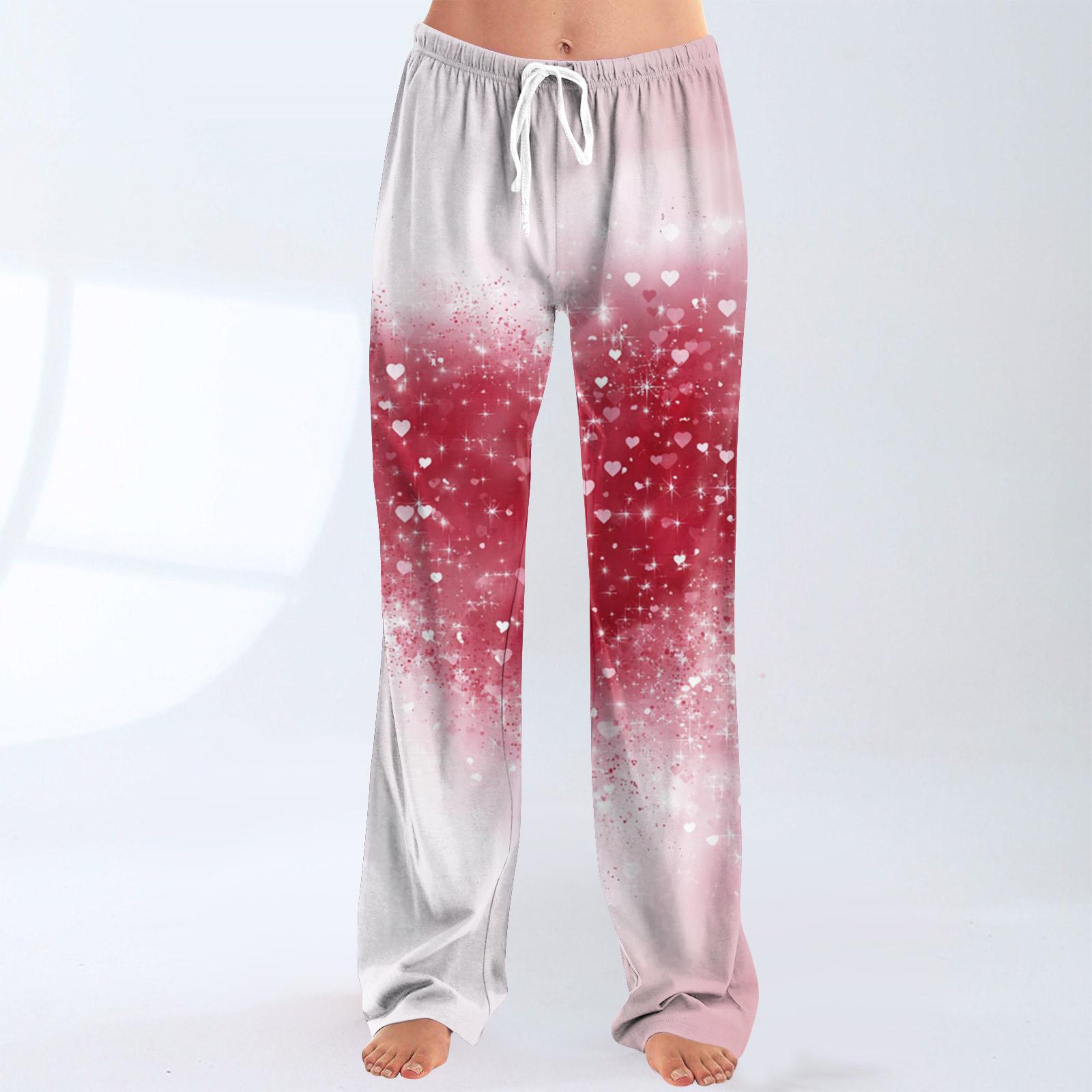 

Женские модные свободные повседневные брюки с принтом сердечек ко Дню святого Валентина XXL белый