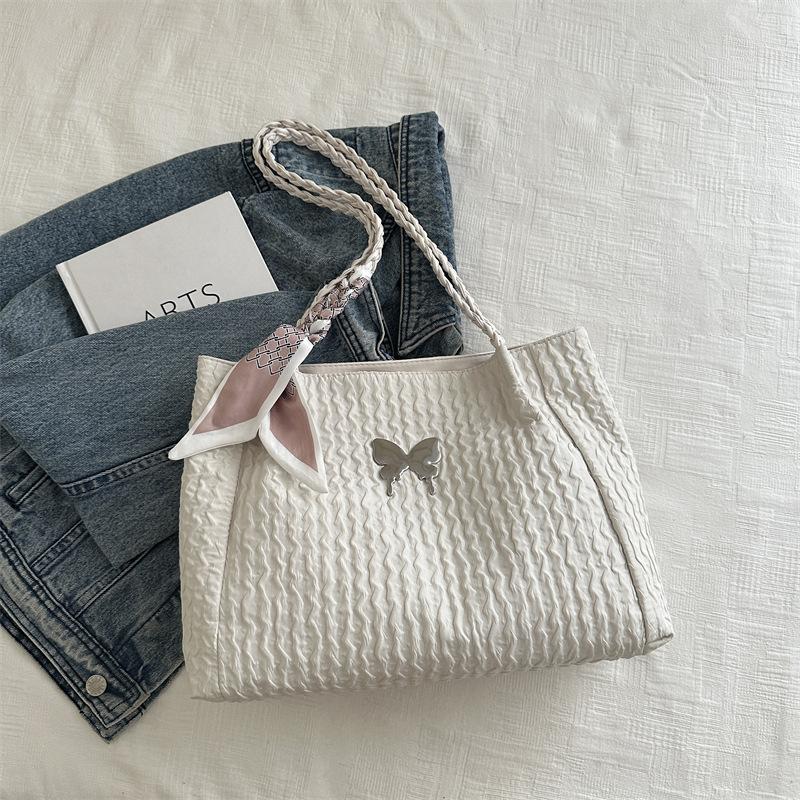 

Простая сумка большой вместимости женская 2025 новая модная повседневная сумка-тоут универсальная сумка под мышкой белый