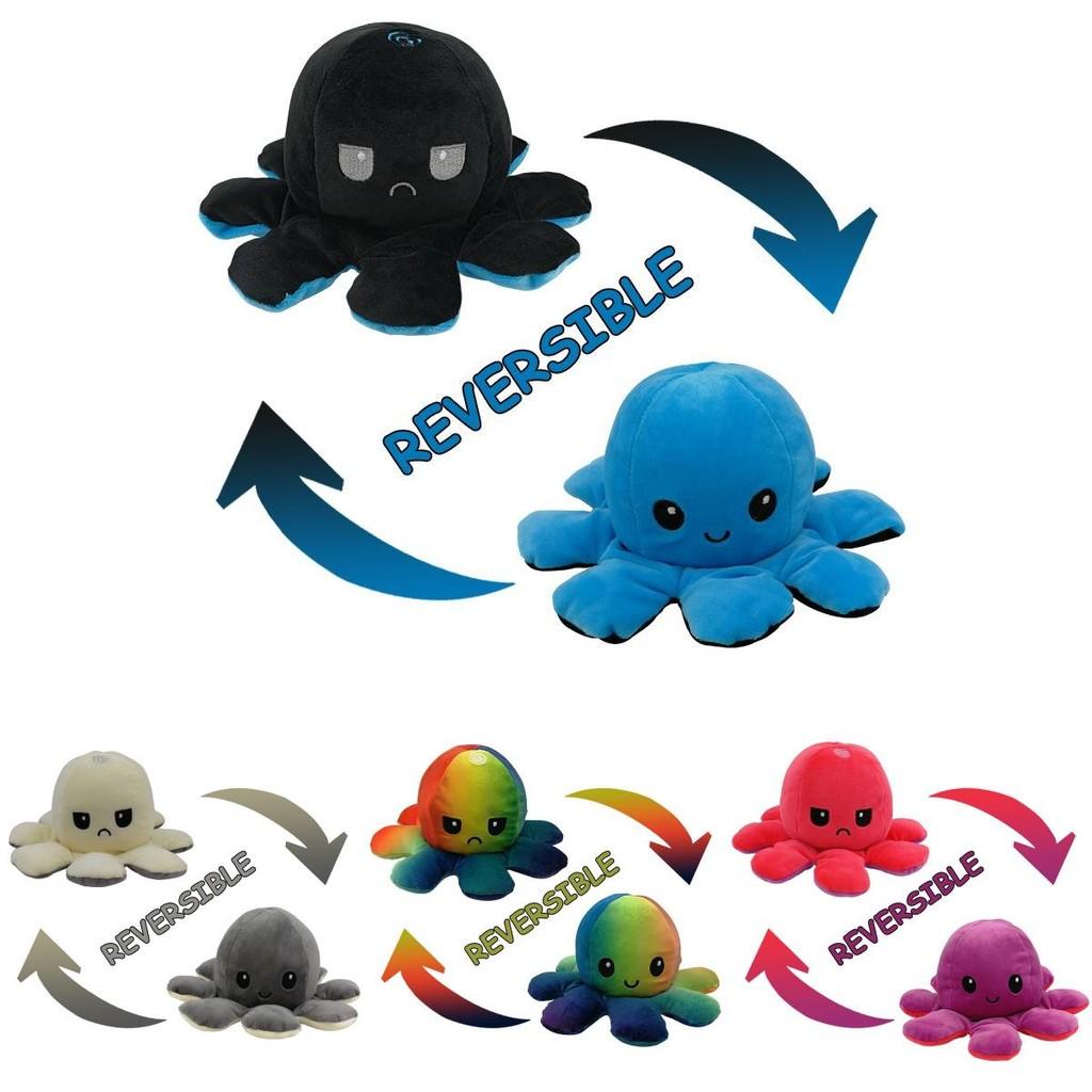Soft And Adorable Double-sided Flip Reversible Octopus Plush Toy For Kids