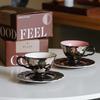 French Retro Flower Language Ceramic Coffee Cup Saucer Exquisite Tall Afternoon Tea Cup Saucer Set Coffee Tea Set Gift