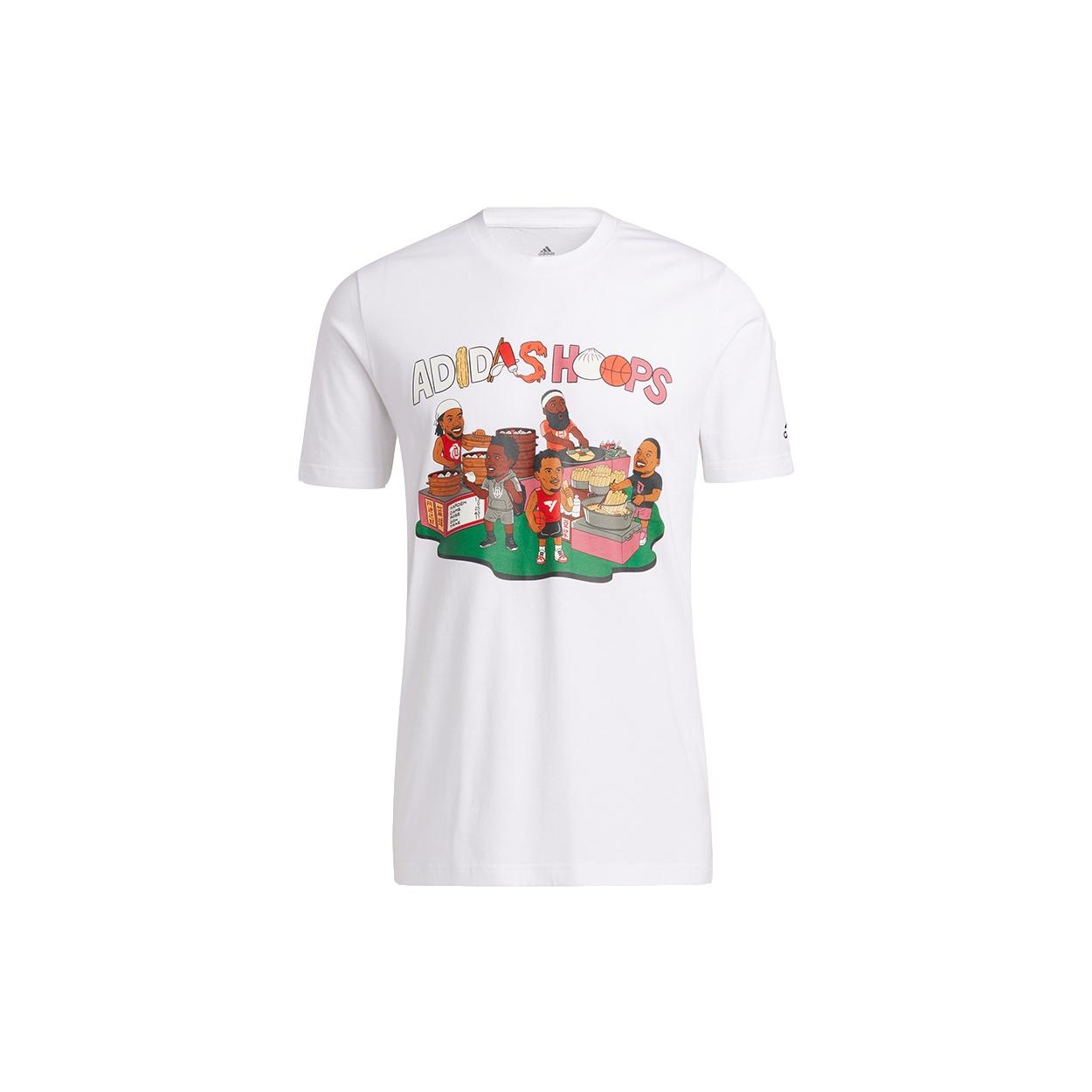 adidas CHINA S1 Tee Basketball Cartoon Printing Casual Sports Short Sleeve White Men s H43987 L