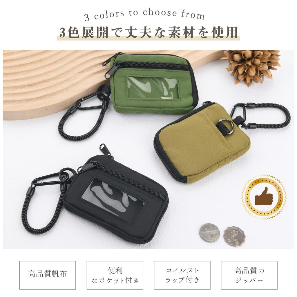 Dieses kompakte Portemonnaie für Männer und Frauen verfügt über ein dehnbares Band, einen Karabinerhaken und einen Schlüsselring.. Es bietet auch Platz für IC-Karten und andere kleine Gegenstände und ist gefertigt