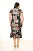 Damen Große Größen Kleid Schwarz Plus Size Gemustertes Kleid 8E-1744