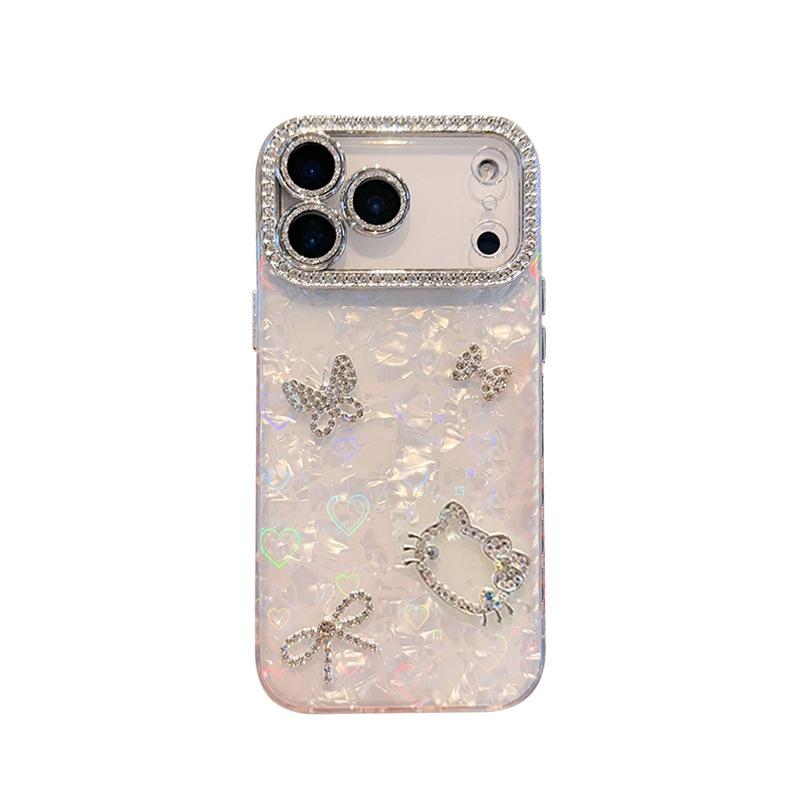 Butterfly Bow Tie Hollow Kt Cat Mobile Phone Case for Iphone16Promax All-inclusive Apple 17 Shell Pattern Hard Case