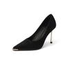 Nai Pai French single shoes black pointed high heels women's stiletto spring 2025 new professional metal decoration