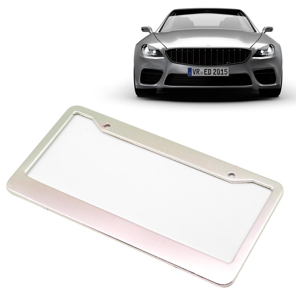 1 amerikansk universalramme for skilt i rustfritt stål, sølvfarget metallskiltramme, fotometrisk spiraldeksel