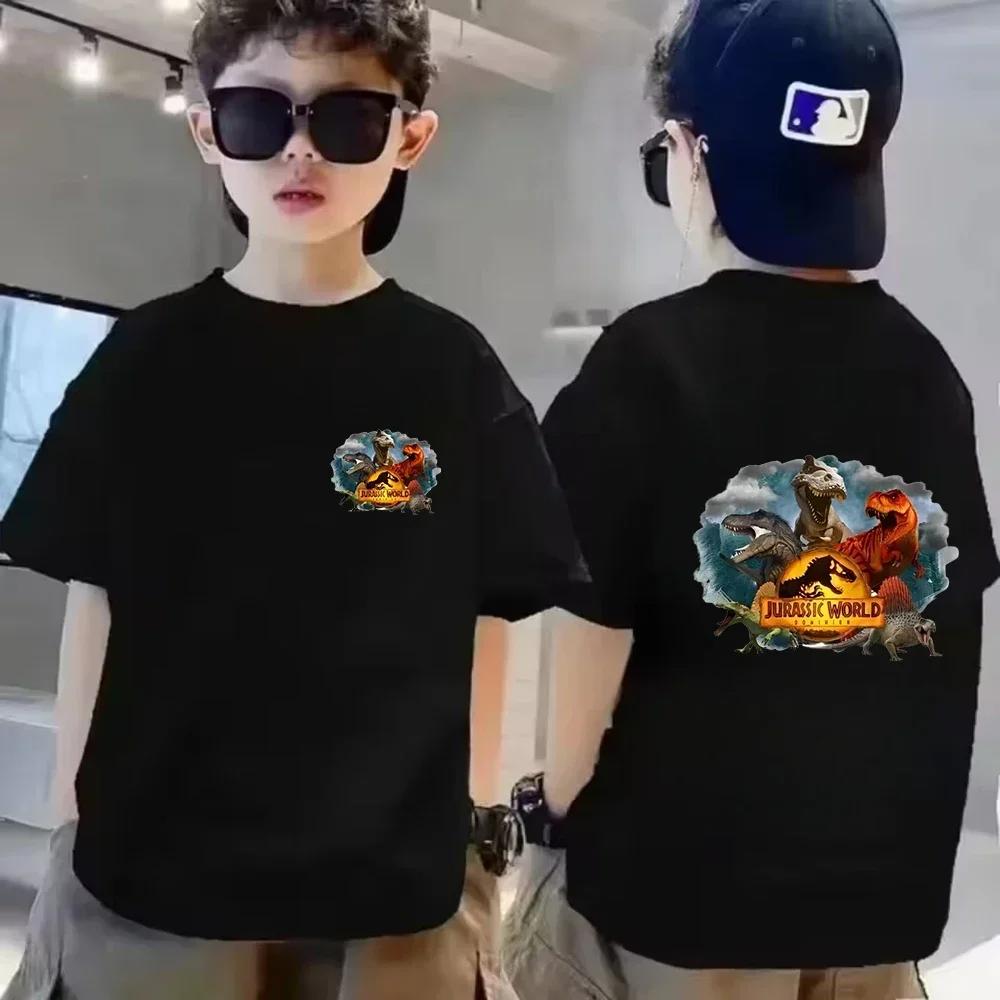 Childrens Summer Cotton TShirt Jurassic World Park Dinosaur Cartoon Print Casual TShirt Cool and Breathable Outdoor Style