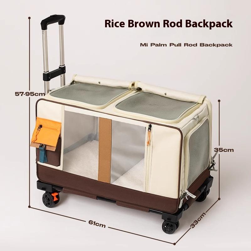 Trasportino Grande per Gatti e Cani con Finestre Trasparenti Doppi Spallacci e Design a Trolley da Viaggio Traspirante da Esterno