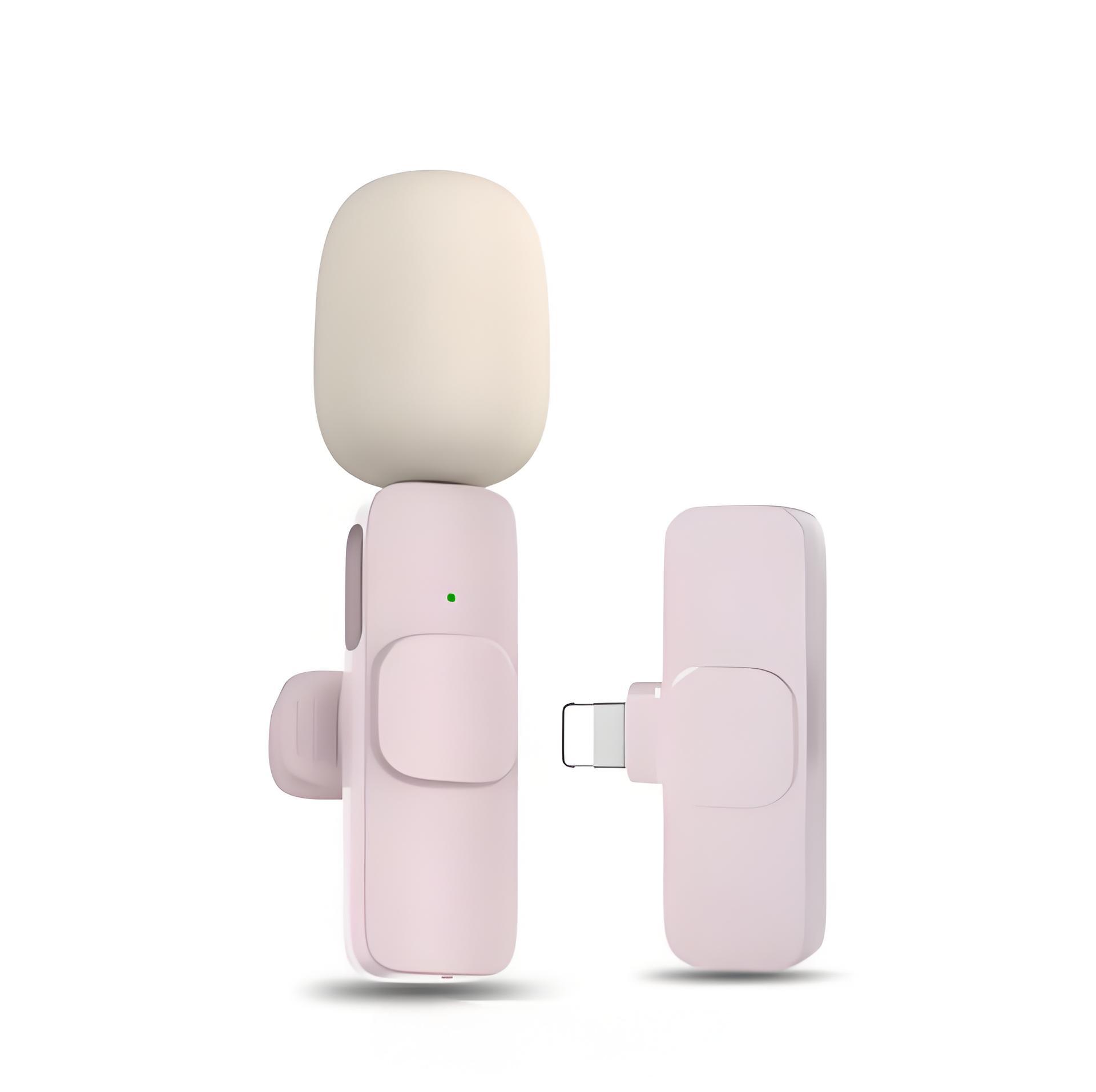 

Беспроводной петличный микрофон 1 аудиоприемник + 2 микрофона Запись аудио-видео игр Микрофон для живого телефона в блоге Type-C Plug-and-Play для IPhone Android For ios розовый