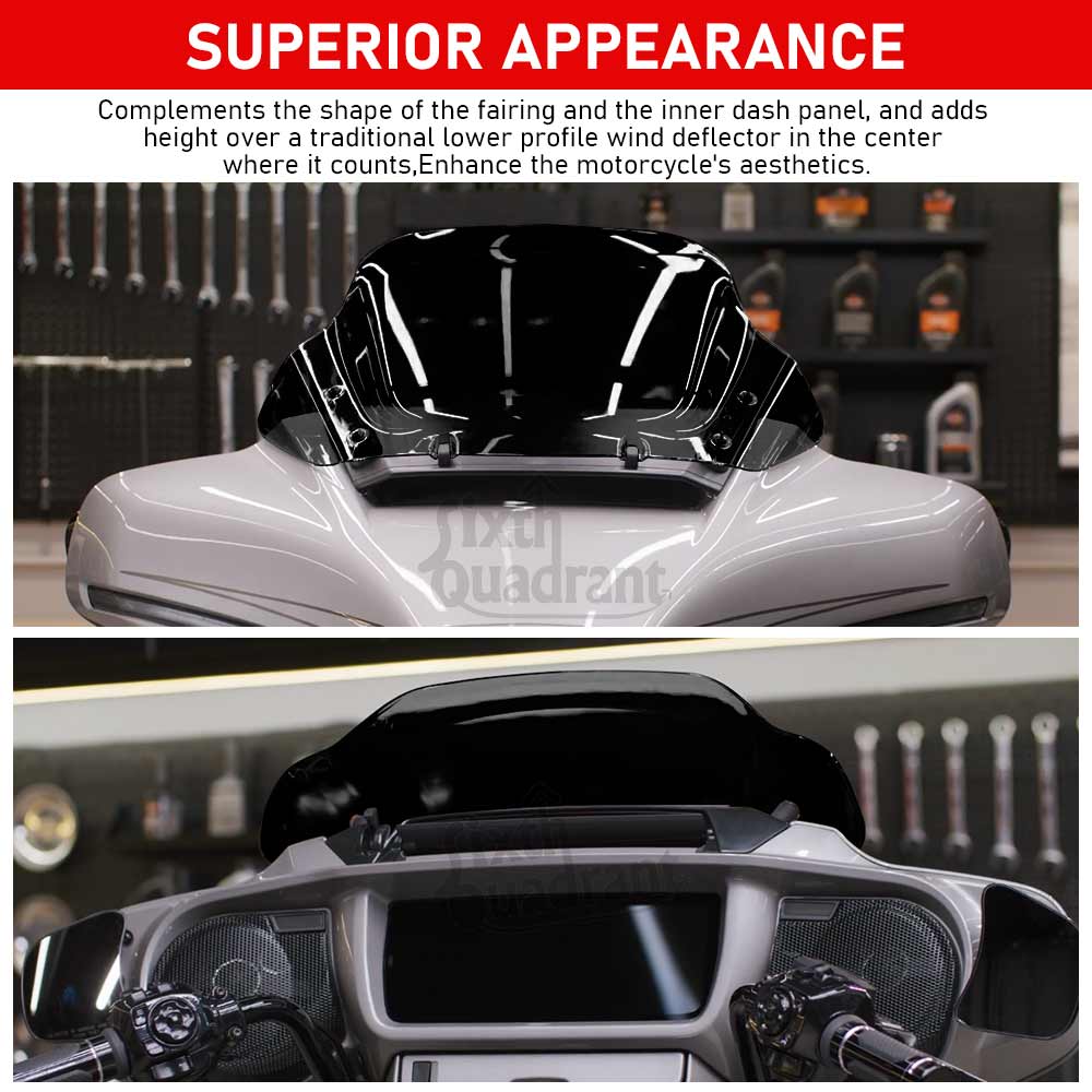 For Harley-Davidson 23-later FLHXSE 24-later FLHX 25-later FLHXU Motorcycle 14" ABS Plastic Smoke/Black Windscreens Windshield