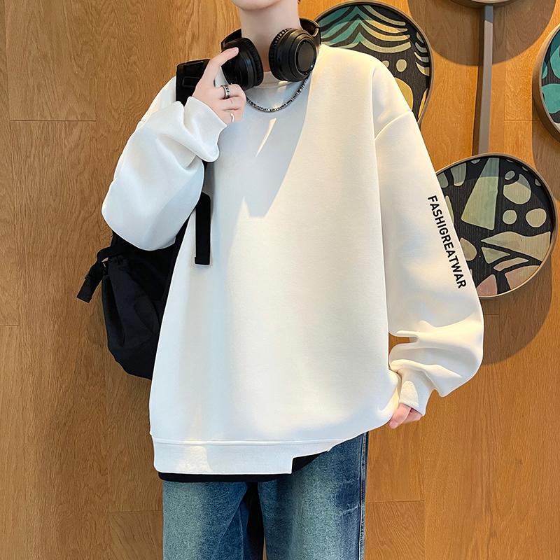 

Men s Contrast Trim Crew Neck Sweatshirt - Casual Oversized Pullover M