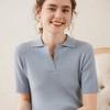 Women's Ultra-Fine Spun Cashmere Sweater: Soft, Sticky, POLO Collar, Short Slim-Fit Half Sleeves, Five-Point Style, Ideal Base Layer