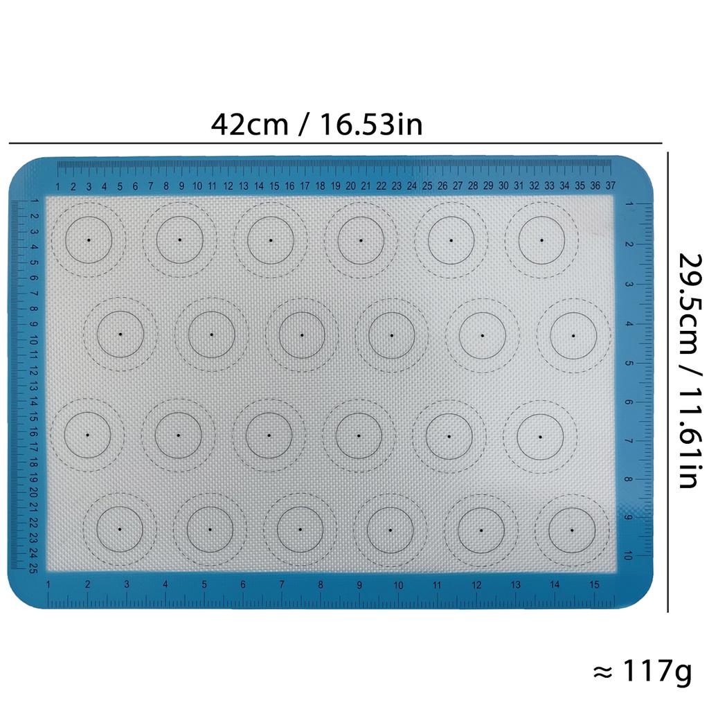 Silicone Baking Mat with Measurement for Oven, Colorful Non Stick Reusable Bakeware Sheet Liner for Make Macaron, Cookie, Pastry