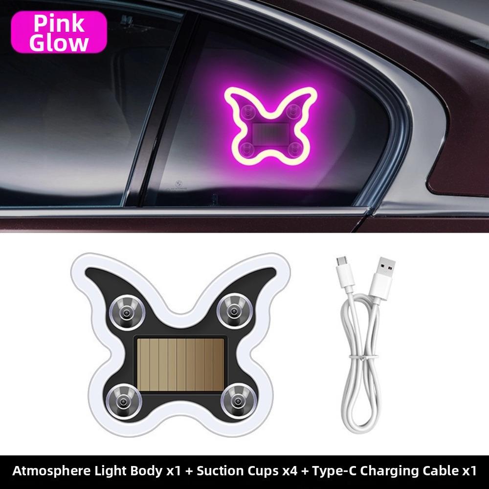 Solar Powered Car Neon Lights Suction Cup LED Ambient Light Car Neon Light  Front Rear Windows