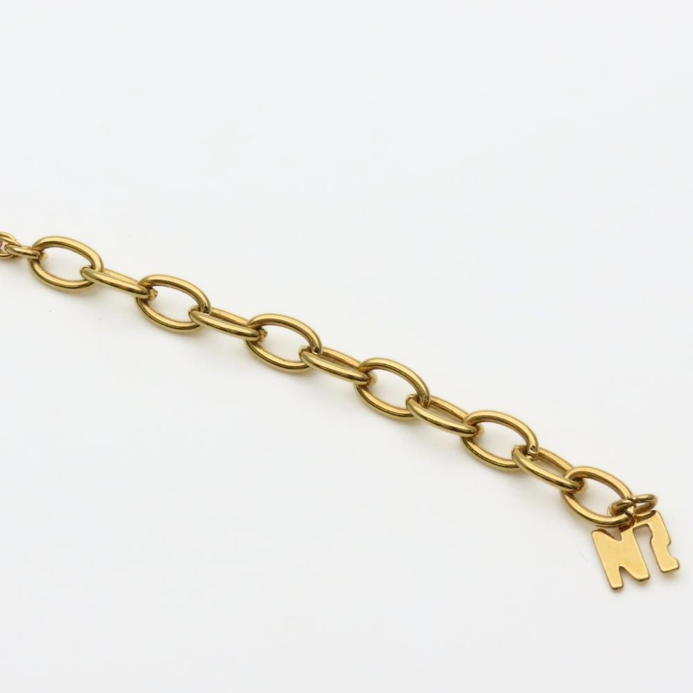 Used NINA RICCI Necklace logo metal/Rhinestone 5.9g gold plating