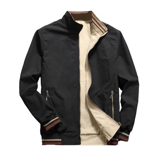 

Мужская куртка с эластичными манжетами, воротником-стойкой, длинным рукавом, в стиле пэчворк, двусторонняя куртка, пальто с карманами, повседневная верхняя одежда M чёрный