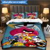 Red Birds Characters Collage 3pcs K-pop music group Bedding set,Ideal for Bedroom, Dormitory,Including Duvet Cover And 2pcs Pillowcases,Fan gifts