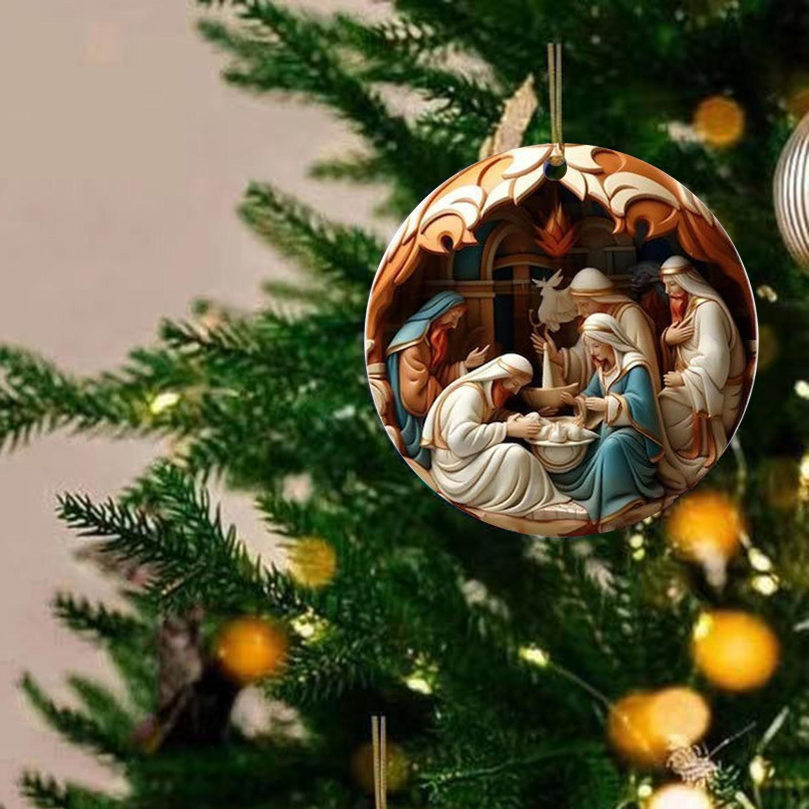 

Подвеска на рождественскую елку, подвесные украшения для рождественской сцены, украшение для автомобиля из дерева, Рождество Style C