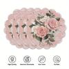 4PC Lace Floral Placemat Circular Home Dining Table Afternoon Tea Party Decoration Romantic And Warm Style