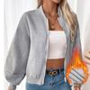 European and American Autumn/Winter Fleece-Lined Hooded Zip-Up Sweatshirt Jacket for Women