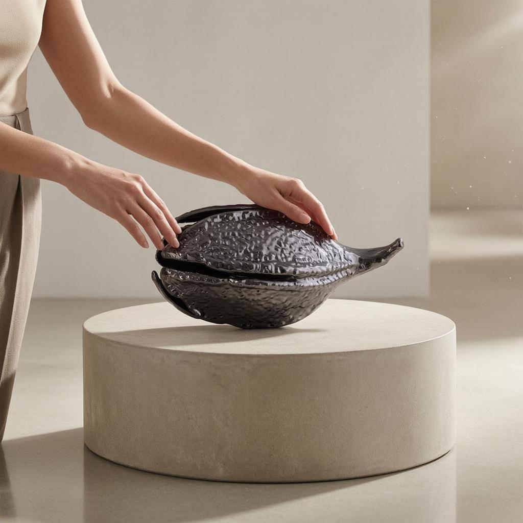Pod Ornament Electroplated Resin Decor Hammered Texture for Display Styling