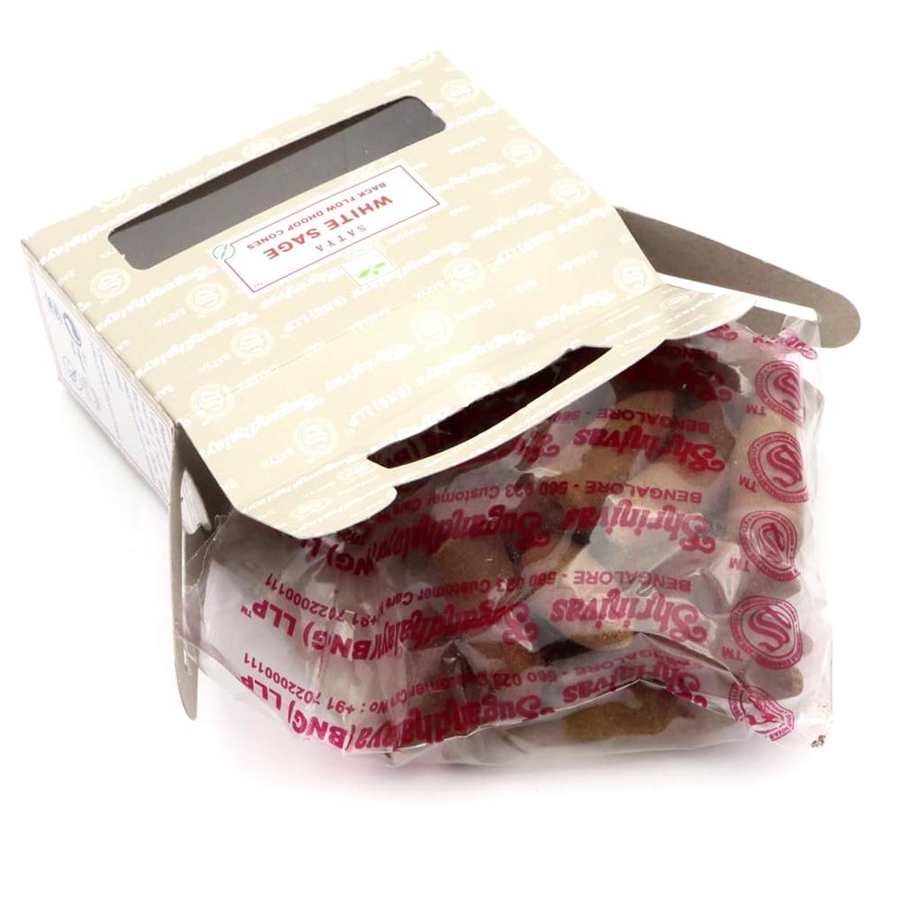 White Sage Backflow 1 Box SATYA BACKFLOW DHOOP Cone Room Gift Item Incense, Incense, (24 pieces), CONES, Type, Burning, Gift, Relaxation, Healing,