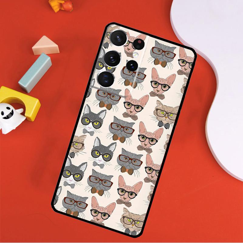Cute Cat Pattern Kitten Phone Case For Samsung Galaxy S25 Ultra S24 Ultra S9 S10 S20 S21 S22 S24 Plus S23 FE Cover