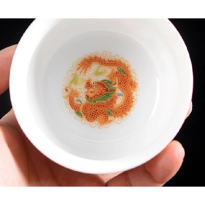 1pcs Ceramic Golden Dragon and Phoenix Master Cup Cloisonn É Large Tea Cup Kung Fu Tea Set  150ml