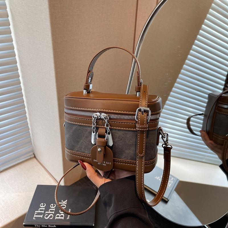 Fashion Contrasting Small Bag Women's New Retro Shoulder Messenger Bag Retro Casual Portable Box Bag