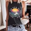 Printed Spring and Summer Sleeveless Top T-shirt with A Round Neck Pullover Vest