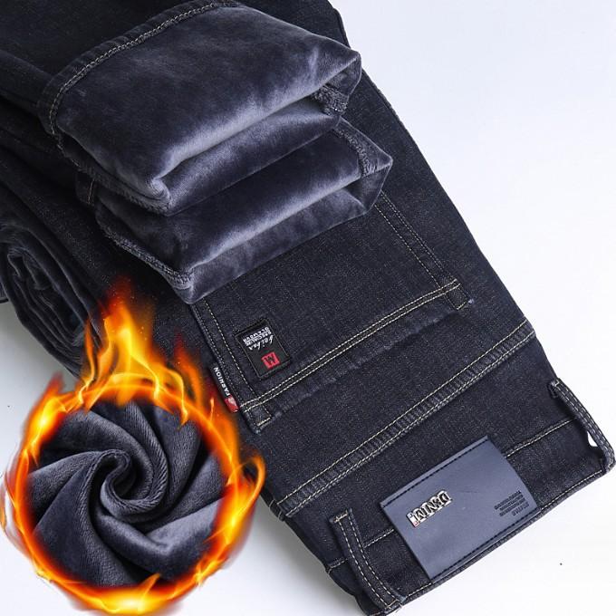 High-end Smoke Gray Jeans Straight Loose Spring and Autumn Thick Medium Diagonal Pocket Casual Pants Large Size Winter
