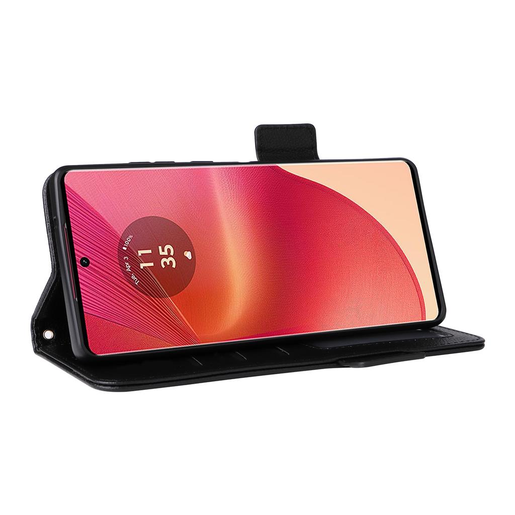 For Motorola Edge 50 Fusion 5G Case with Wrist Strap Litchi Texture PU Leather Wallet Phone Cover