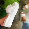 Women's Braided Platform Slide Sandals Solid Color Open Toe Summer Shoes Casual Outdoor Beach Slides