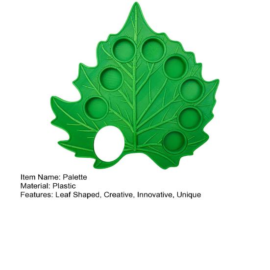 Plastic Leaf-Shaped Palette 8 Removable Well Paint Tray Palette with Thumb Hole for Acrylic Oil Watercolor Painting