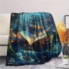 Glowing Books  Print Flannel Blanket, High Quality Comfortable for All Seasons, Home Decor, Warmth and Comfort