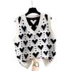 Heart Autumn Winter Women's Knit Vest: Trendy College Style Sweater for 2025