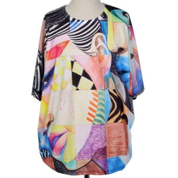 

[USED] Big Silhouette Painting Art Print T-Shirt, Flashy Size F, Men s, Free Shipping