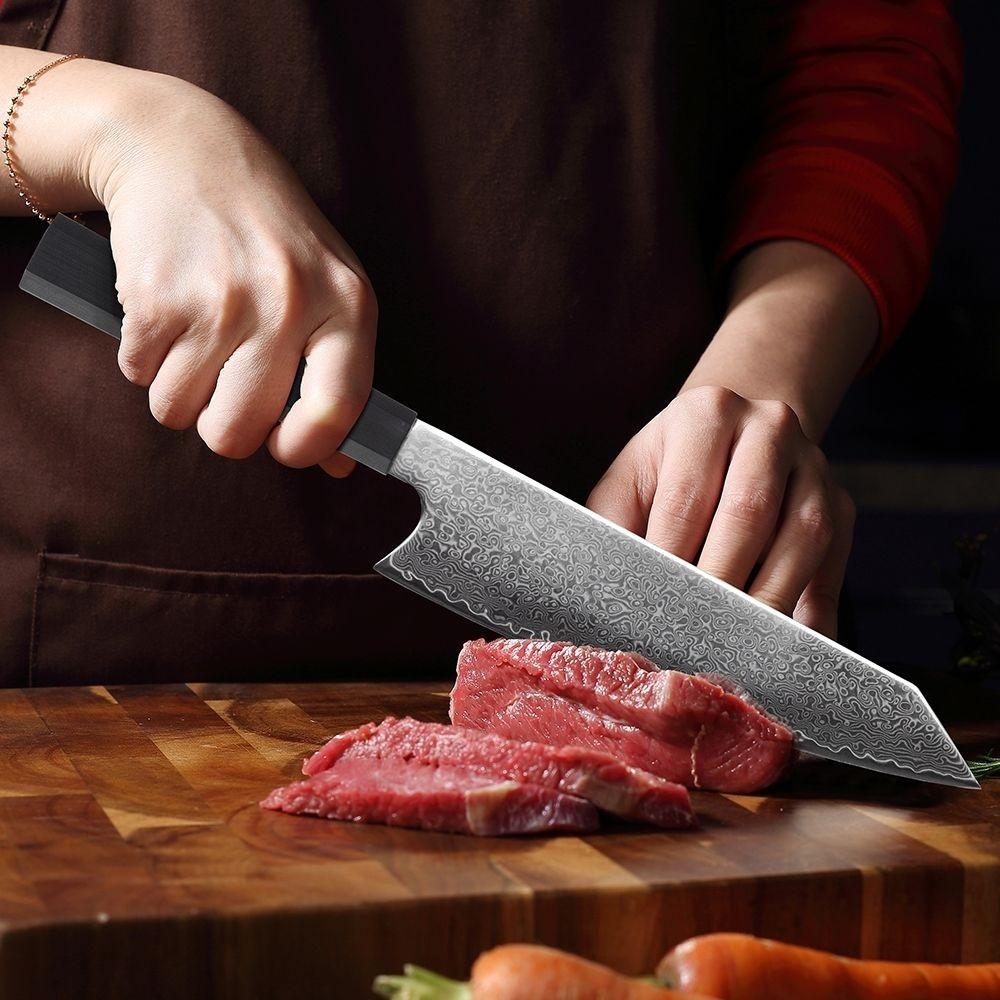 Damascus steel knife, professional Japanese knife with ergonomic handle, high-hardness kitchen knife suitable for home and resta