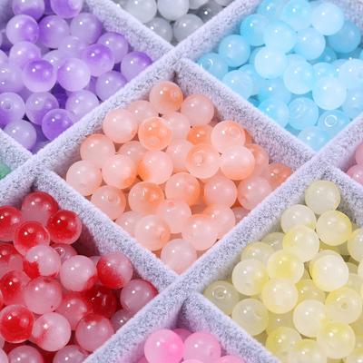 50 sztuk Dwukolorowe Szklane Koraliki 8mm Kolor Galaretkowy Imitacja Jadeitu Szklane Okrągłe Luźne Koraliki Do Tworzenia Biżuterii Bransoletki Naszyjniki DIY