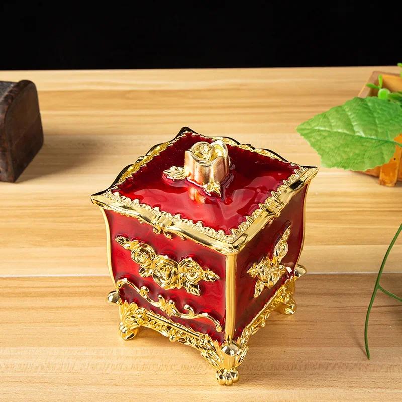 Luxury European Style Plastic Cotton Swab Toothpick Box Living Room Household Retro Cotton Swab Toothpick Sealed Storage Boxs
