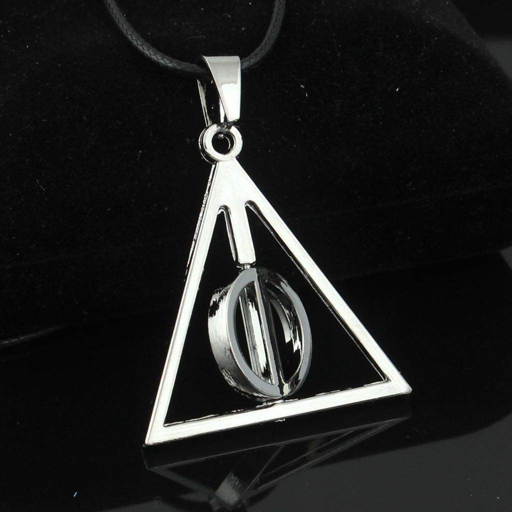 Harry Potter Necklace Luna Triangle Deathly Hallows Rotatable Necklace