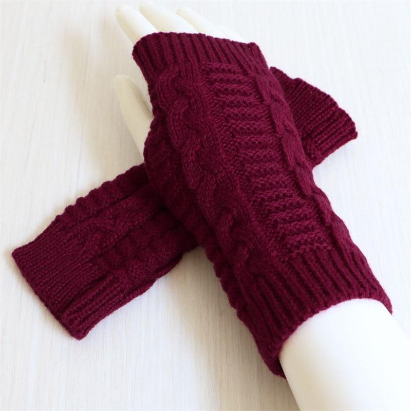 Women Winter Warm Fashion Knitted Arm Fingerless Gloves Outdoor Soft Touchscreen Mittens