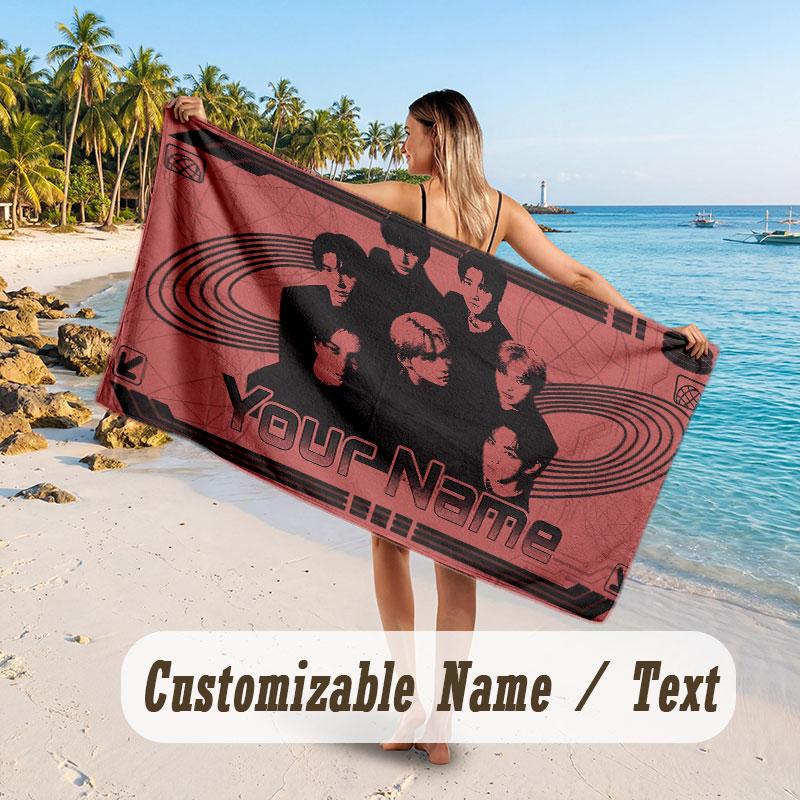 Custom Name Large Beach Towel,ENHYPEN Quick Absorbent Towel For Outdoor Travel Poolside